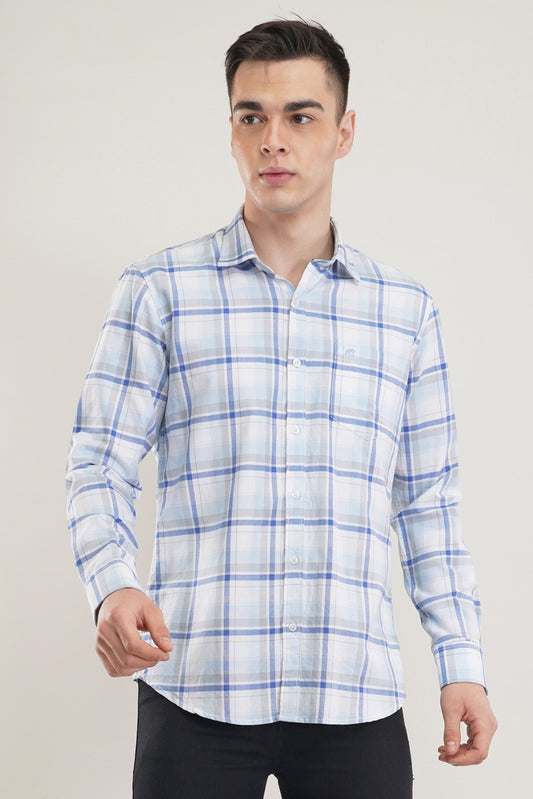 Blue Checks Oxford Weaving