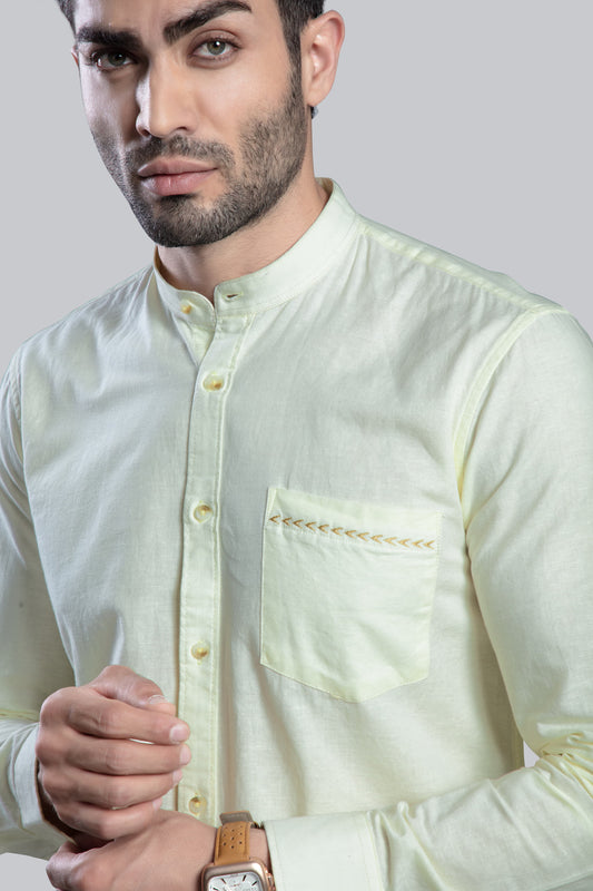 Dreamy Stylish Linen Shirt-Lime